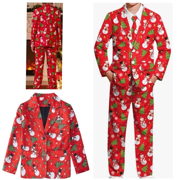 🎄Boys Xmas Suit  2 Piece Funny w/jacket & pull on pants approx Sz 5-6 EUC - Picture 3 of 15